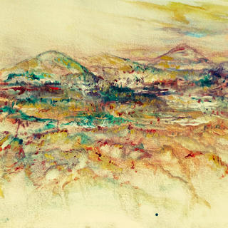 An abstract painting of what is possibly a landscape.