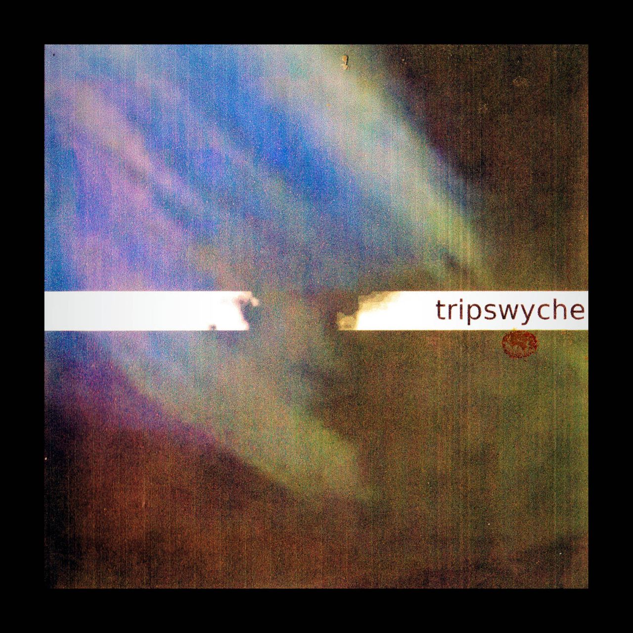 A strange degraded image with a white strip containing the word "tripswyche" on it.